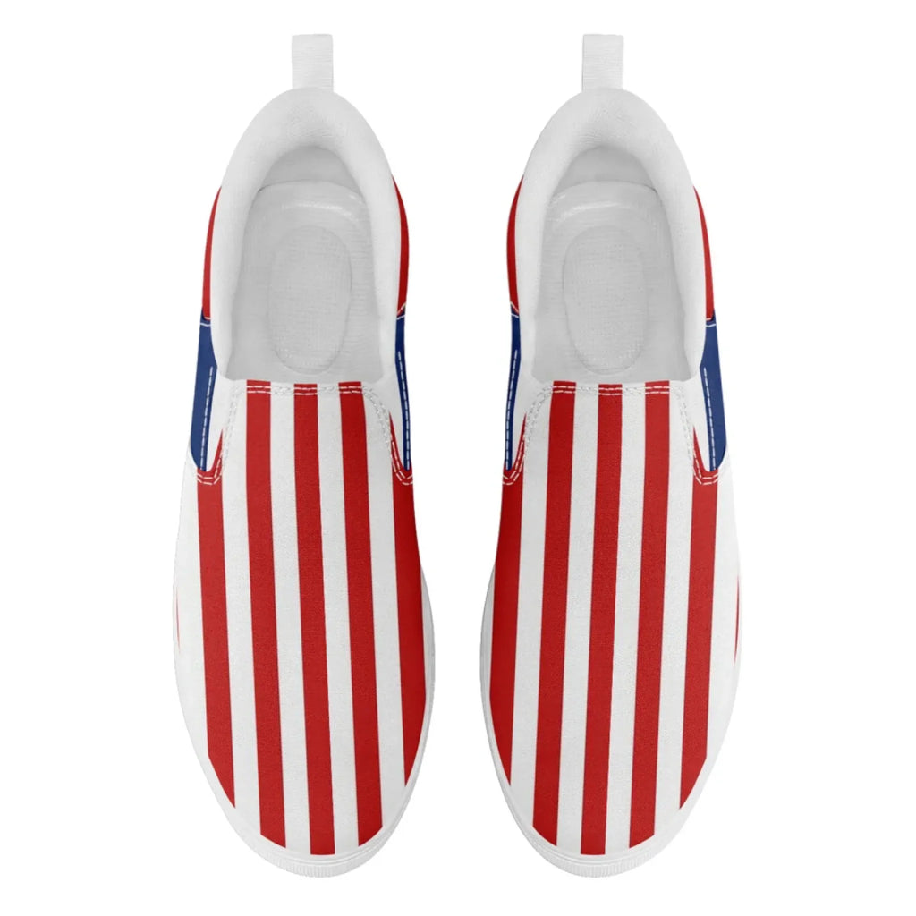 Personalized America Flag Sneakers, Custom Patriotic Slip On Shoes, Pride Unisex Canvas Shoes