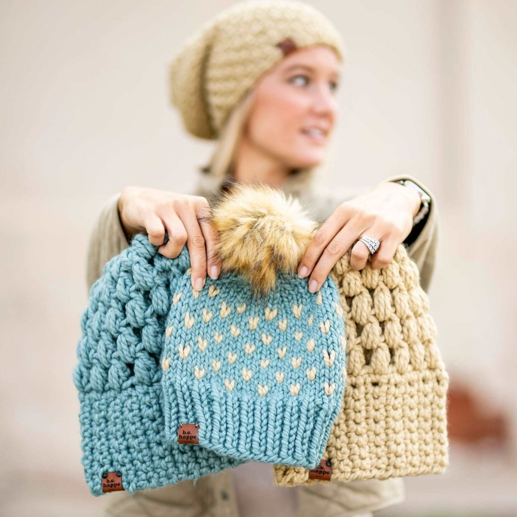 Women's Slouch Hat | Succulent Blue Slouchy Beanie
