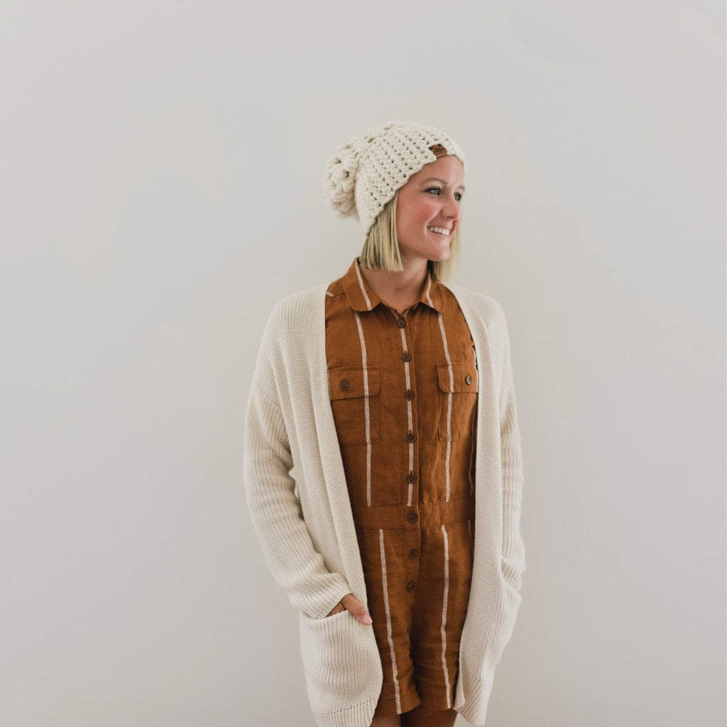 Women's Slouch Hat | Cream Slouchy Beanie