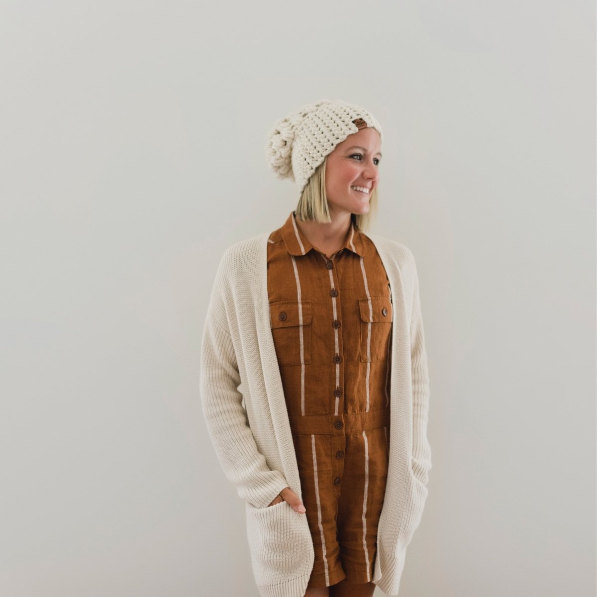 Women's Slouch Hat | Cream Slouchy Beanie