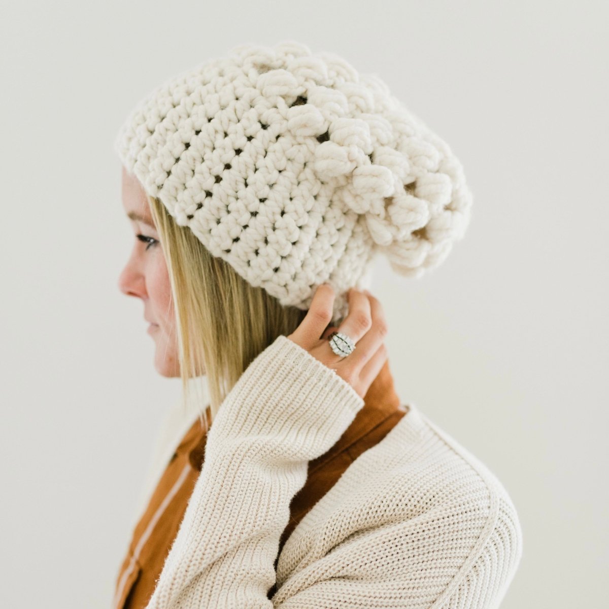 Women's Slouch Hat | Cream Slouchy Beanie