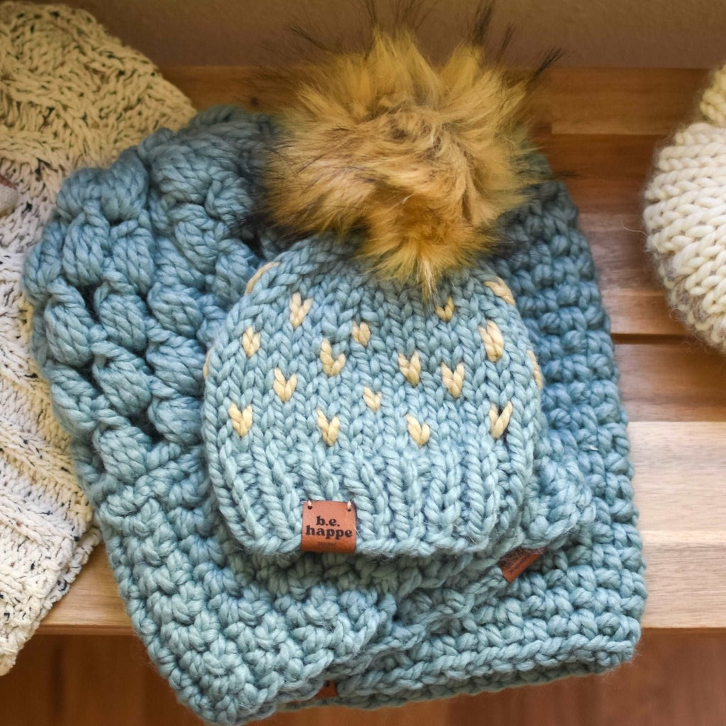 Women's Slouch Hat | Succulent Blue Slouchy Beanie