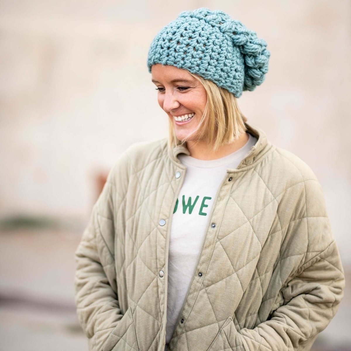 Women's Slouch Hat | Succulent Blue Slouchy Beanie