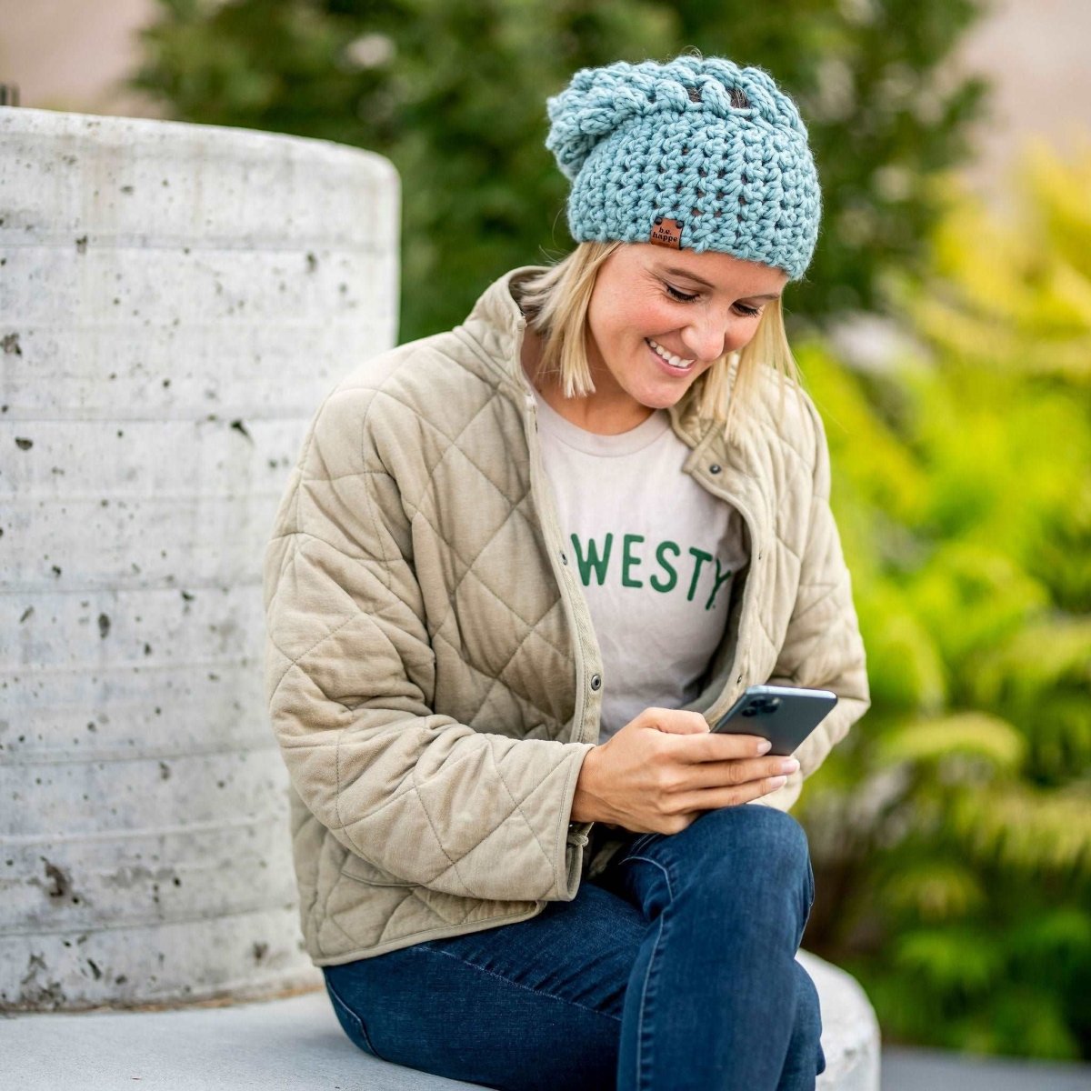 Women's Slouch Hat | Succulent Blue Slouchy Beanie
