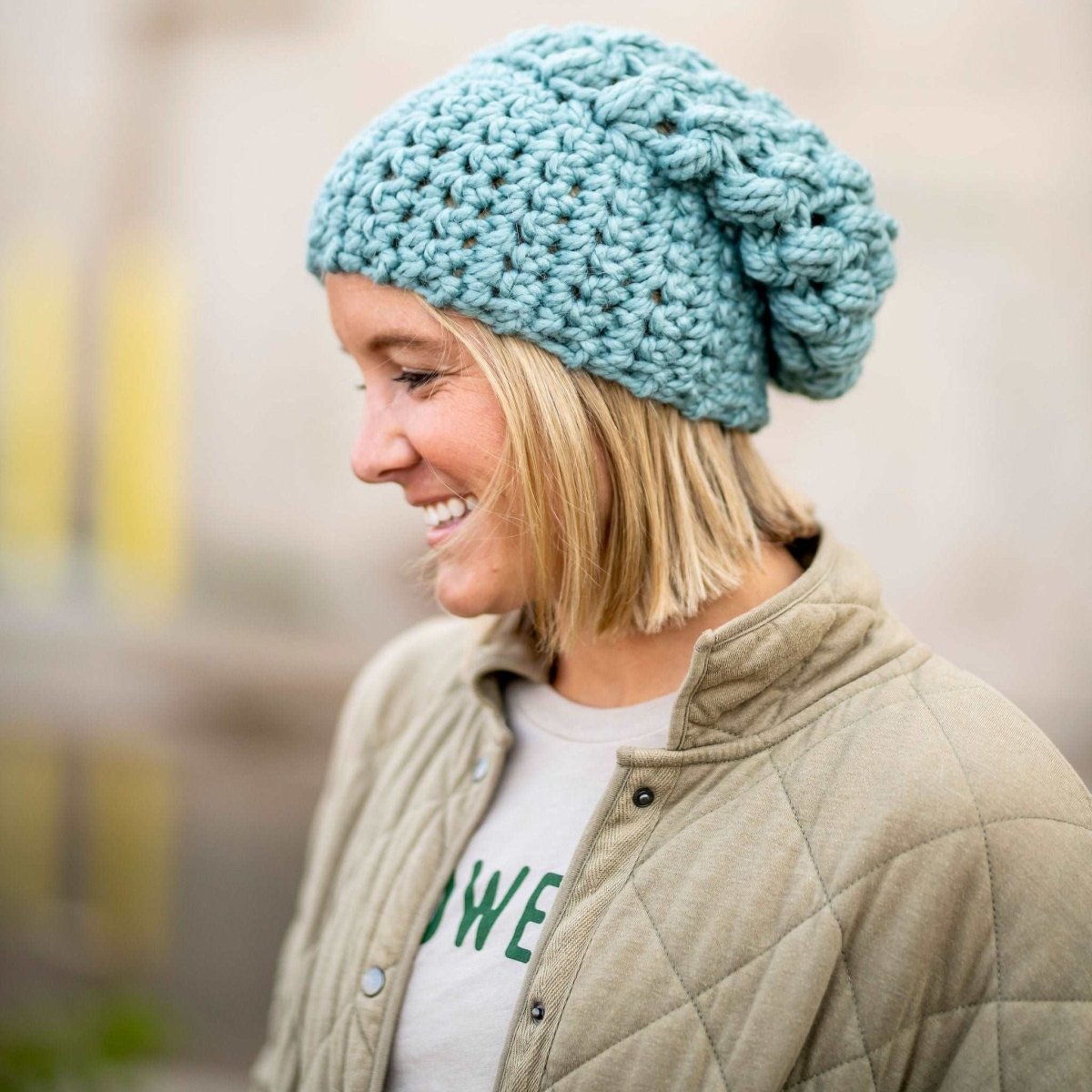 Women's Slouch Hat | Succulent Blue Slouchy Beanie
